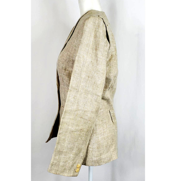 I.B. Diffusion Natural Linen Button Closure Blazer Womens 10 - Picture 4 of 5